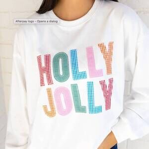 NEW MAINSTRIP holly jolly gingham pullover sweatshirt in white